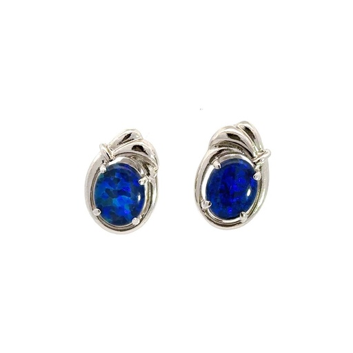 [25764SPGSETRIOP] Triplet Opal Earrings In Sterling Silver