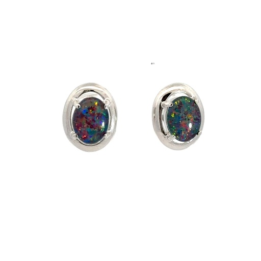 [25750SPGSETRIOP] Triplet Opal Earrings Set In Sterling Silver