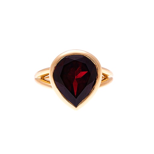[25868] Almandine Garnet Ring In 18K Yellow Gold
