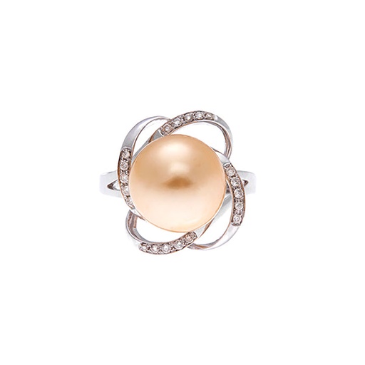 [25585] Gold South Sea Pearl & Diam In 14K WG Ring