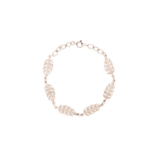 [22168JCSBRmonsteraleaf/24704] Silver Tropical Bracelet With Travellers Palm