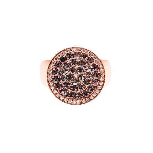 [25286] Pave Spinel & Diamond Coin Ring In 18K Rose Gold