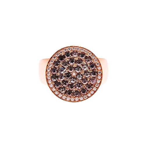 [25286] Pave Spinel & Diamond Coin Ring In 18K Rose Gold