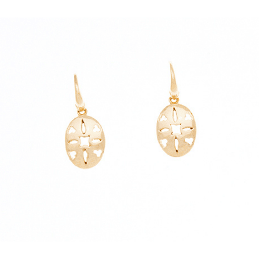 [25436] Pierced Oval Cut-Out Earrings In 9K Gold
