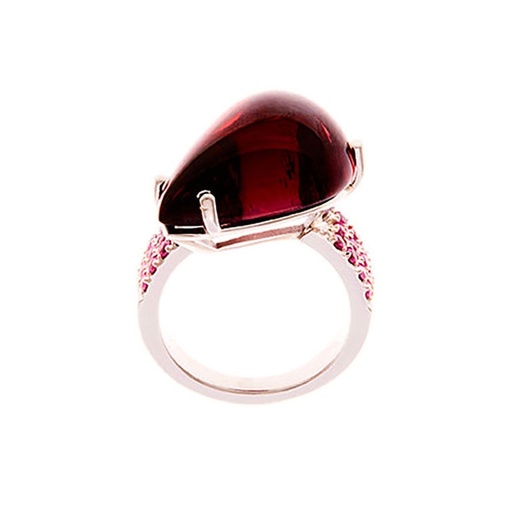 [25213] Rubellite Tourmaline & Pink Sapphire Ring In Platinum