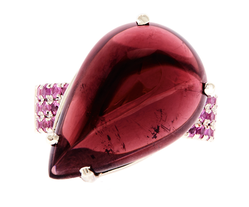 [25213] Rubellite Tourmaline & Pink Sapphire Ring In Platinum