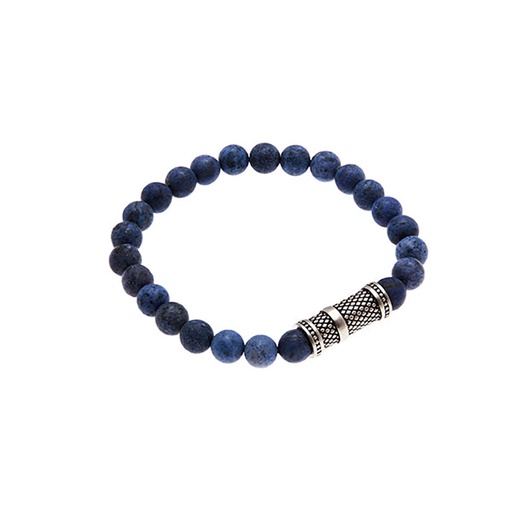 [27766] Dumortierite Stone Mens Bracelet With Steel feature