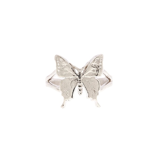 [22360/24798] Silver Purple Spotted Swallowtail Butterfly Ring