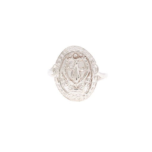 [22105/25223JCSRmaskrd] Silver Sepik Tribal Mask Ring