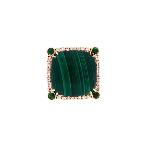 [24968] Malachite, Emerald & Diam Ring In 18K Rose Gold