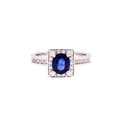 [17804] Sapphire & Diamond Ring In 18ct White Gold