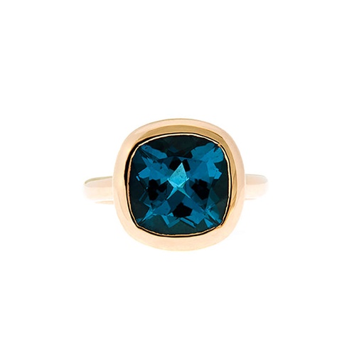 [21259jc9yrLondontopaz] 9ct Gold Bezel Set London Blue Topaz Ring