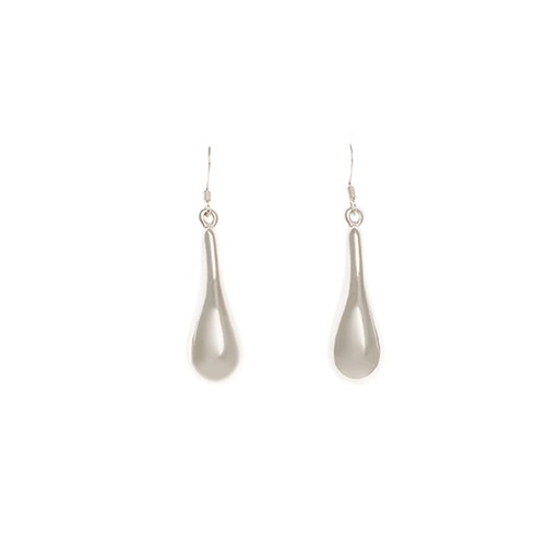 [27225] Silver Pear Shaped Drop Earrings