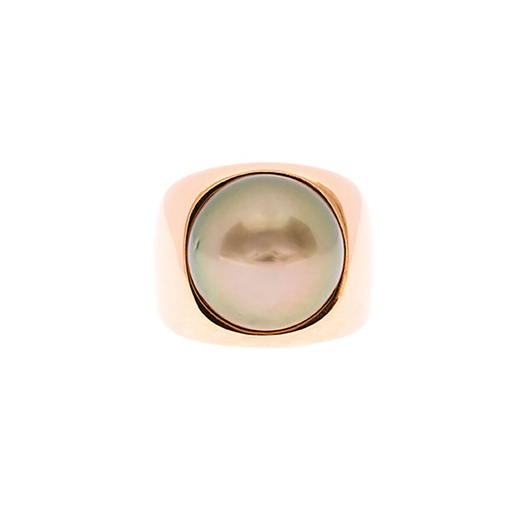 [24780JC18PRTahitianpearl] Tahitian Pearl 14.4mm Ring In 18K Rose Gold