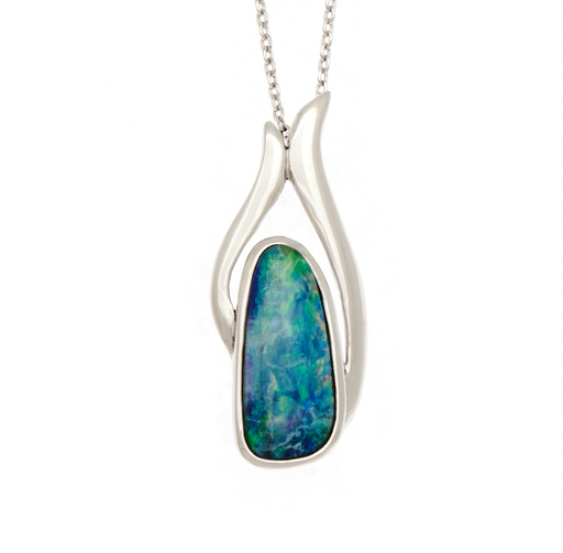 [24626] Colourful Doublet Opal Pendant in Sterling Silver