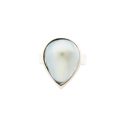 [24755] Sterling Silver Pear Shaped Mabe Pearl Ring