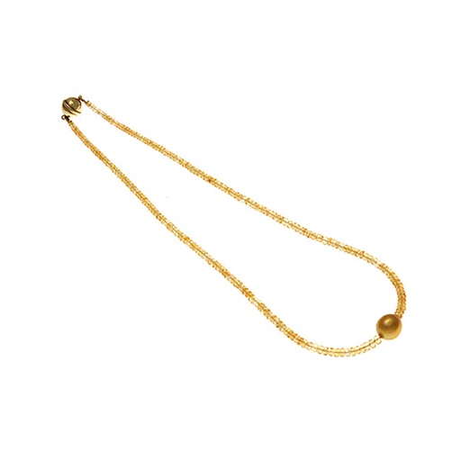 [23979/27328SLEY9YNSSPOPAL] Golden Radiance: Ethiopian Opal Necklace with South Sea Pearl