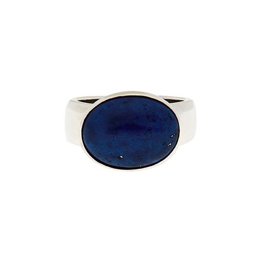 [26012] Silver Oval Bezel Set Lapis Lazuli Ring