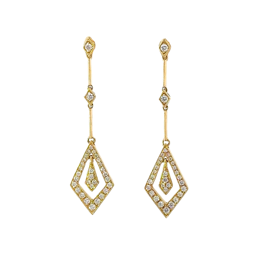 [24428] Diamond Earrings In 18K Yellow Gold Art Deco Style