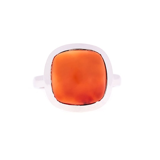 [22614] Carnelian Ring In 9K White Gold
