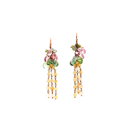 [23994] Tourmaline & Opal Earrings In 18ct Rose Gold