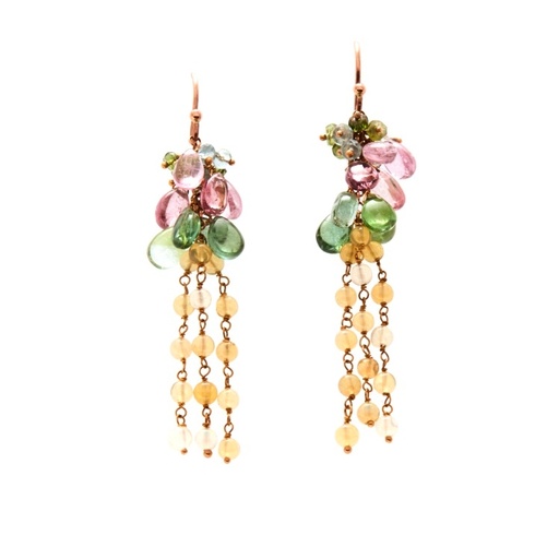 [23994] Tourmaline & Opal Earrings In 18ct Rose Gold