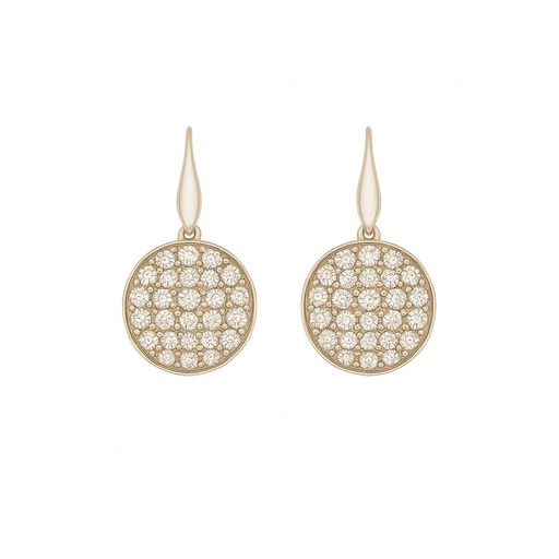 [23908] Pave Diamond Coin Earrings In 18K White Gold