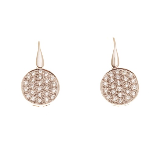 [23908] Pave Diamond Coin Earrings In 18K White Gold