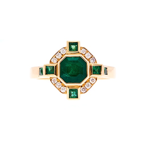 [23913jc18yremeralddia26668] Emerald & Diamond Ring In 18ct Yellow Gold