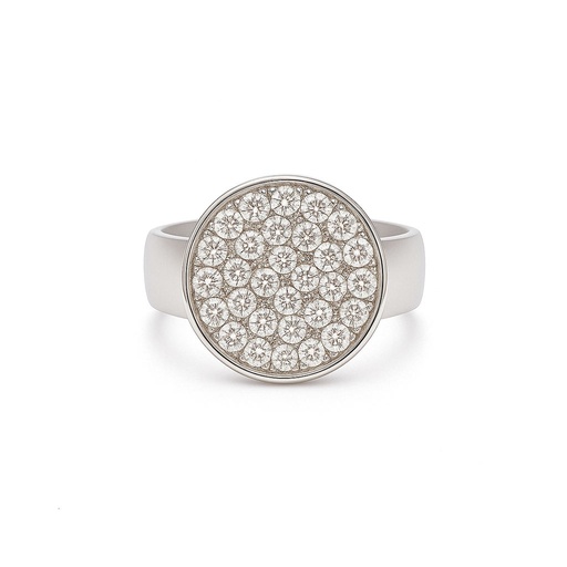 [22551JC18wRpavediamonds29247] Coin Ring Pave Diamonds In 18K White Gold