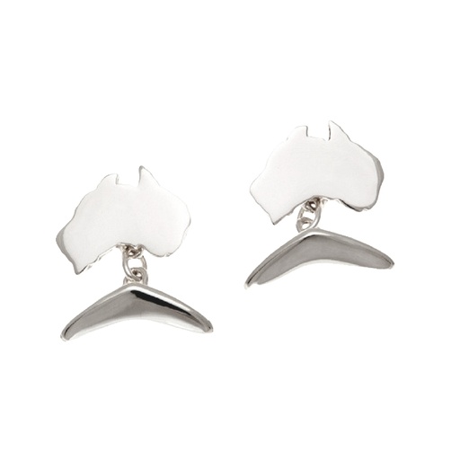 [17562] Australian Elegance: Silver Boomerang Cufflinks