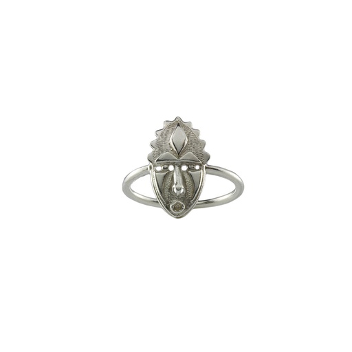 [25952] Silver PNG Sepik Mask Ring