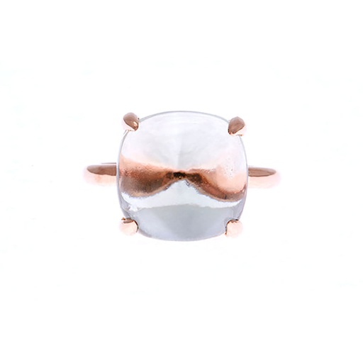 [23075] Cabochon Green Quartz Ring In 18ct Rose Gold