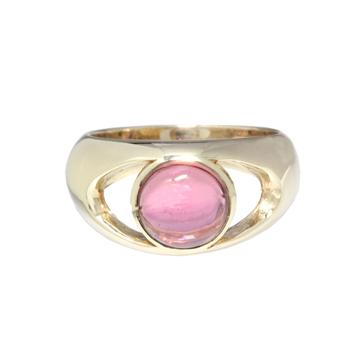[44JC9YRGARNET23502] 9K Yellow Gold Cabochon Pink Garnet Ring