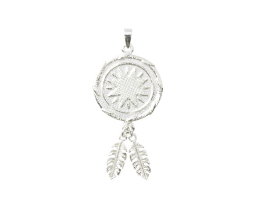 [22156] Star Pendant With Leaf Tassel Buka Style In Silver