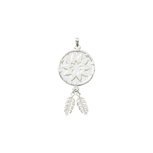 [22155] Silver Goroka Woven Star & Leaf Pendant