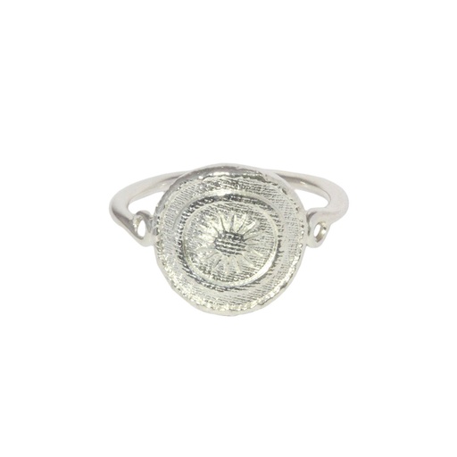 [24550] Silver Ring With Woven Finish And Starburst