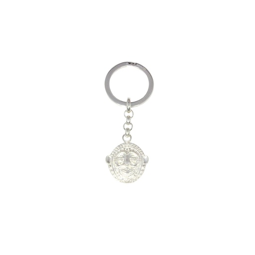 [JCSKEYRINGroundmask] Silver Key Ring With Round Sepik Inspired Mask