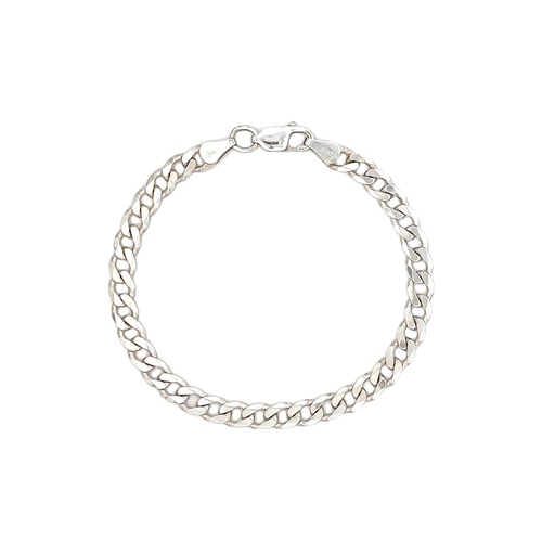 [24263STSBRFLATCURB] Silver Sleekness: Men's Flat Curb Link Bracelet