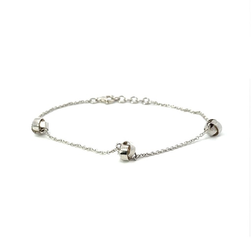 [20463] Silver Trace Chain & Brushed Knot Bracelet
