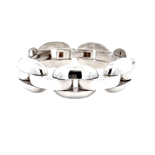 [21973] Rounded Rectangular Link Bracelet In Silver