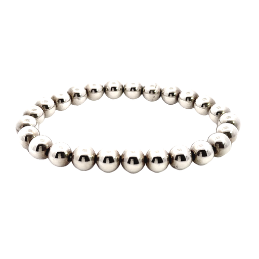 [21944SISBBALLS] Silver Ball Bracelet On Elastic