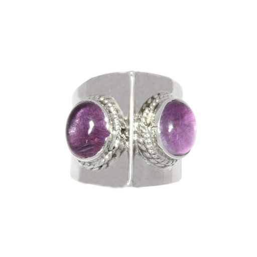 [24291] Silver Cabochon Amethyst Ring