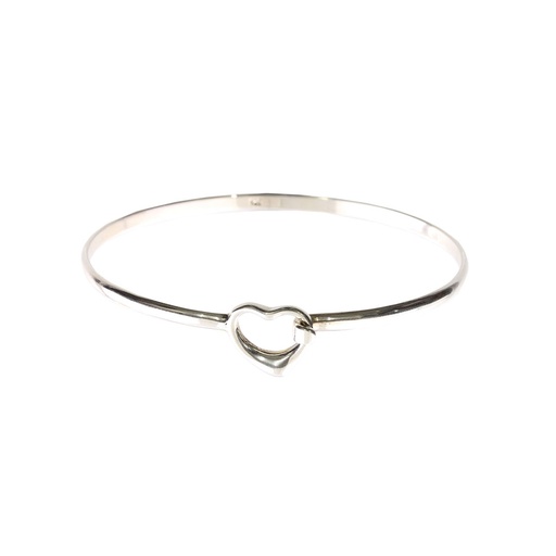 [SAZSB] Silver Bangle With The Outline Of A Heart Clasp