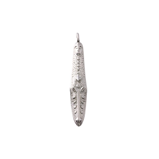 [JCSPCROC] Silver Crocodile Tribal Sepik Pendant