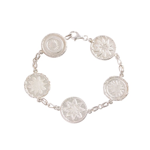 [23633] Silver Woven Buka Basket Detailed Bracelet