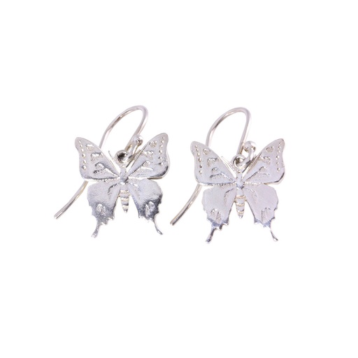 [22953] Silver Purple Spotted Swallowtail Butterfly Earrings
