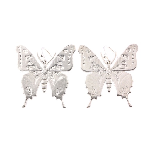 [JCSEpurplespottedbutterflies] Silver Purple Spotted Swallowtail Butterfly Earrings 3cm
