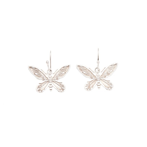 [24517JCSEbirdwing22952] Silver Birdwing Butterfly Earrings