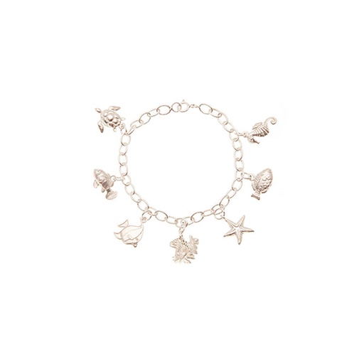 [29974] Great Barrier Reef Sea Creature Silver Charm Bracelet